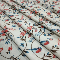 Ткань Zoral Снегири молочный 