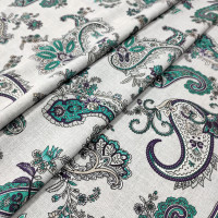 Скатертинна тканина рогожка Пейслі зелений