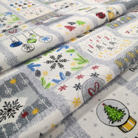 Новорічна тканина для скатертини Різдво