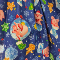 Новорічна тканина для скатертини Скарбничка синій
