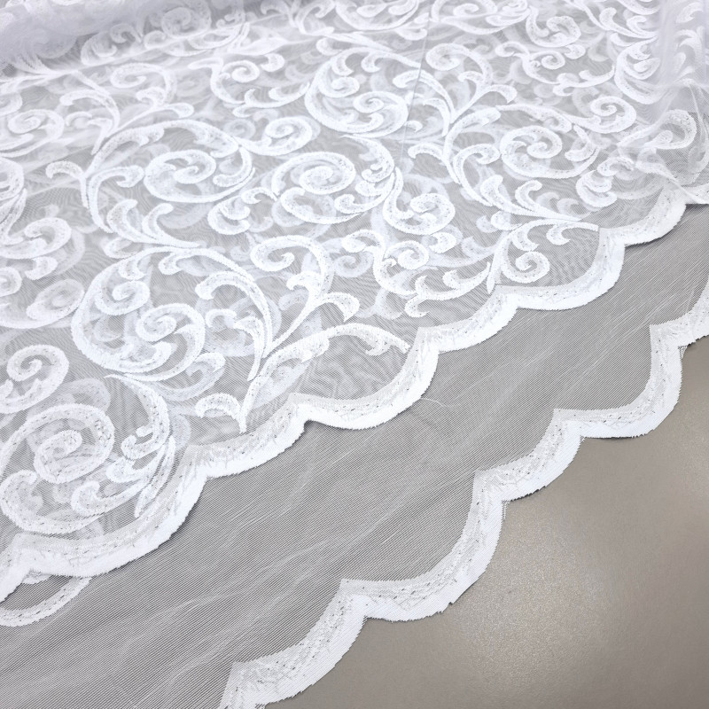 Тюль Гіпюр Ешлі вензель білий 210 см 099431