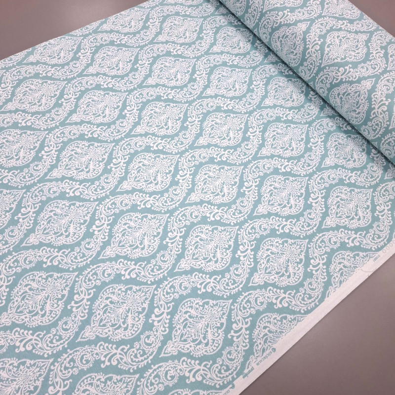 Скатертинна тканина з просоченням Вензель лазурний 594247