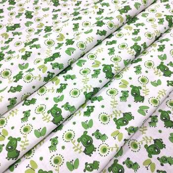 Ткань ситец Собачки зеленый 95 см