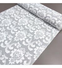 Скатертина тканина з тефлоновим просоченням Дамаск сірий