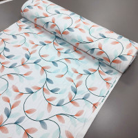 Скатертная ткань с пропиткой Лотус ветки мята