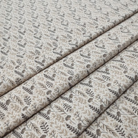 Скатертная ткань полупанама Разнотравье коричневый 150 см