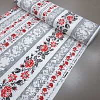 Скатертная ткань с пропиткой Орнамент черный