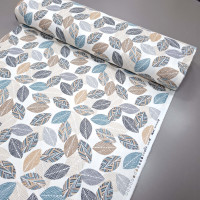  Скатертная ткань с пропиткой Листья темно-серый