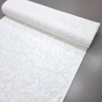 Скатертина тканина з просоченням Принт Жаккард Завитки молочний