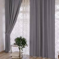 Комплект штор блекаут Ares сірий 150*270 см