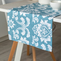 Доріжка на стіл з просоченням Дамаск бірюза 45*175 см