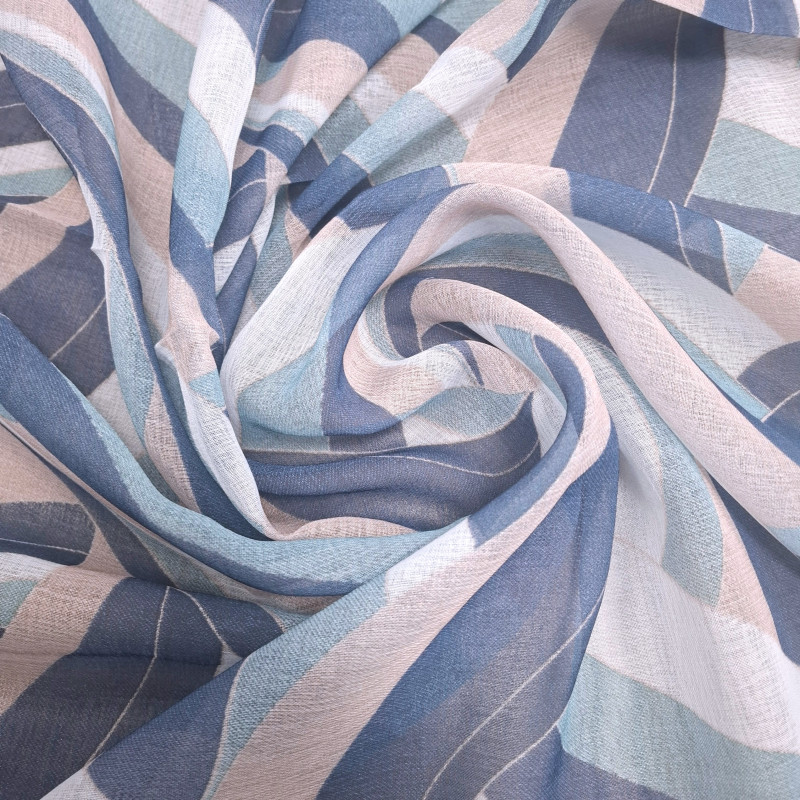 Тюль під льон Маріно Абстракція синій 301611