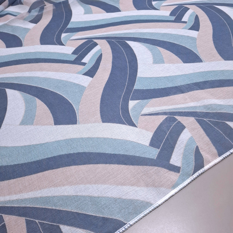 Тюль під льон Маріно Абстракція синій 301611