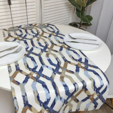 Дорожка на стол с пропиткой Ромбовое плетение синий 45*175 см