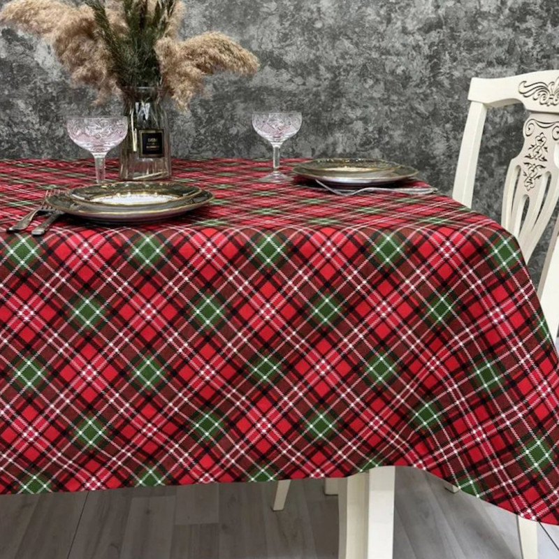 Скатерть с тефлоновым покрытием Шотландка клеточка красный 120*120 см 1201049