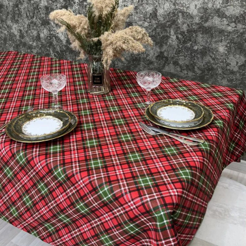 Скатерть с тефлоновым покрытием Шотландка клеточка красный 120*120 см 1201049