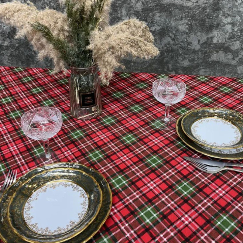 Скатерть с тефлоновым покрытием Шотландка клеточка красный 120*120 см 1201049