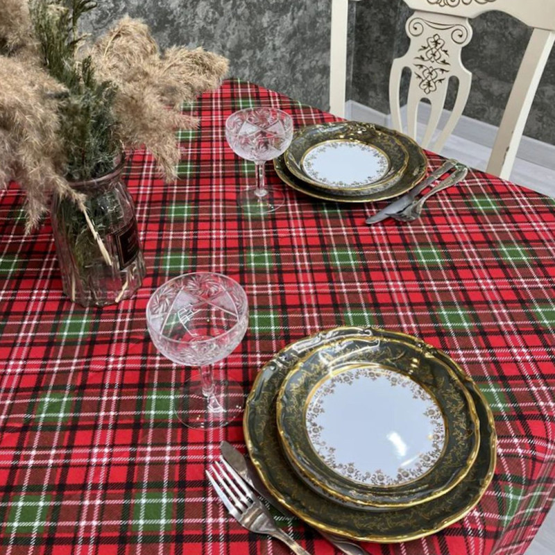 Скатерть с тефлоновым покрытием Шотландка клеточка красный 120*120 см 1201049