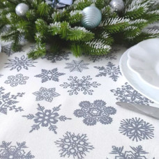 Дорожка на стол с пропиткой Снежинки белый 45*175 см