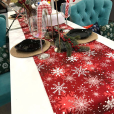 Дорожка на стол с пропиткой Льдинки красный 45*175 см