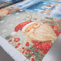 Рушникова тканина напівпанама новорічна Санта купон 65*150 см