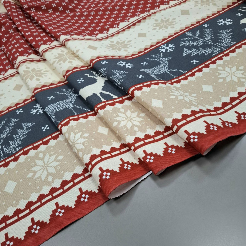 Новогодняя ткань для скатертей Зимняя Симфония 004391