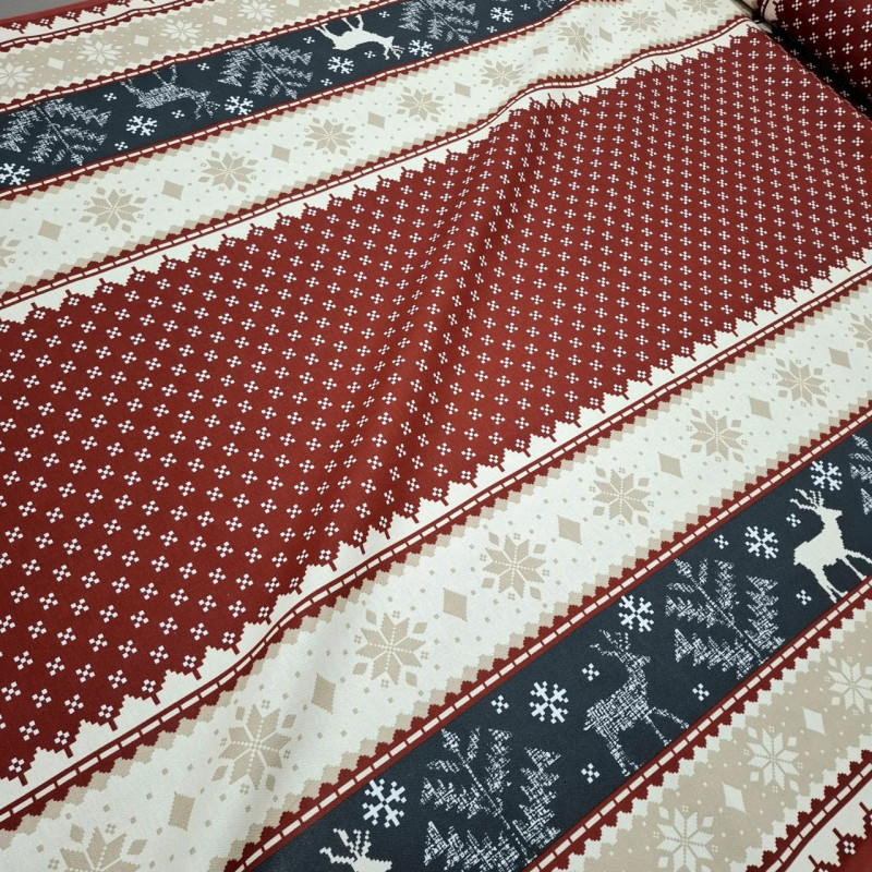 Новогодняя ткань для скатертей Зимняя Симфония 004391