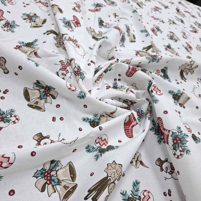 Новорічна тканина для скатертини Зимові вітання 593391