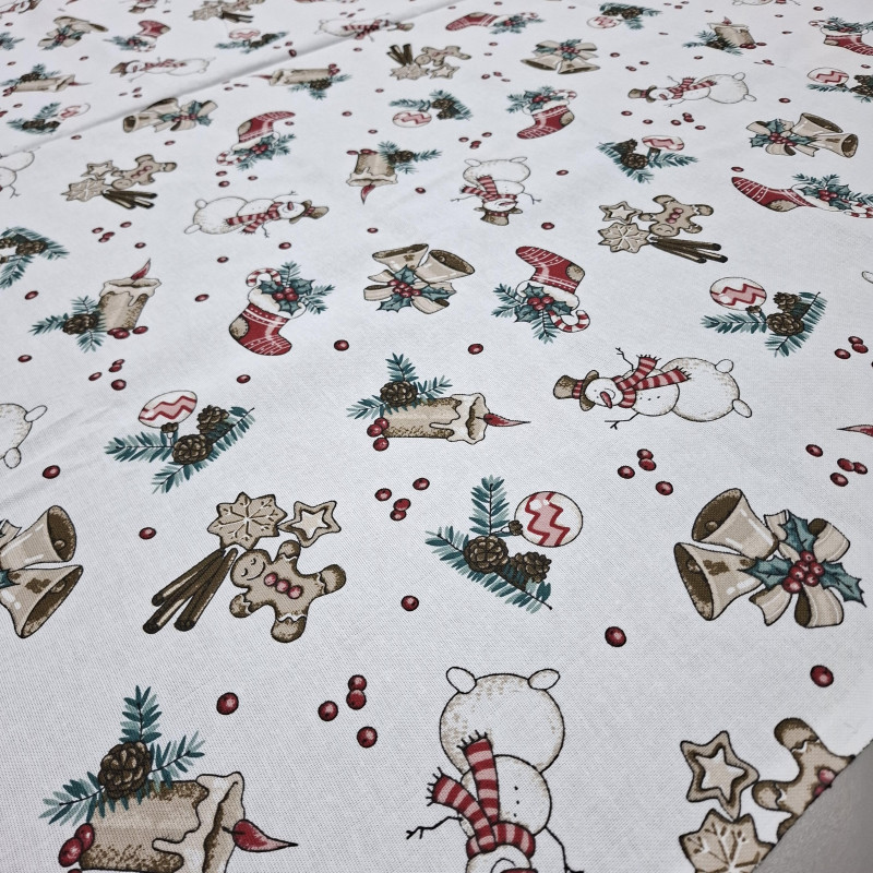 Новорічна тканина для скатертини Зимові вітання 593391