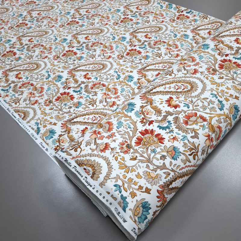 Скатертная ткань с пропиткой Пейсли огурцы коричневый 281556