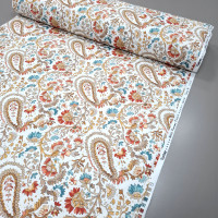 Скатертная ткань с пропиткой Пейсли огурцы коричневый