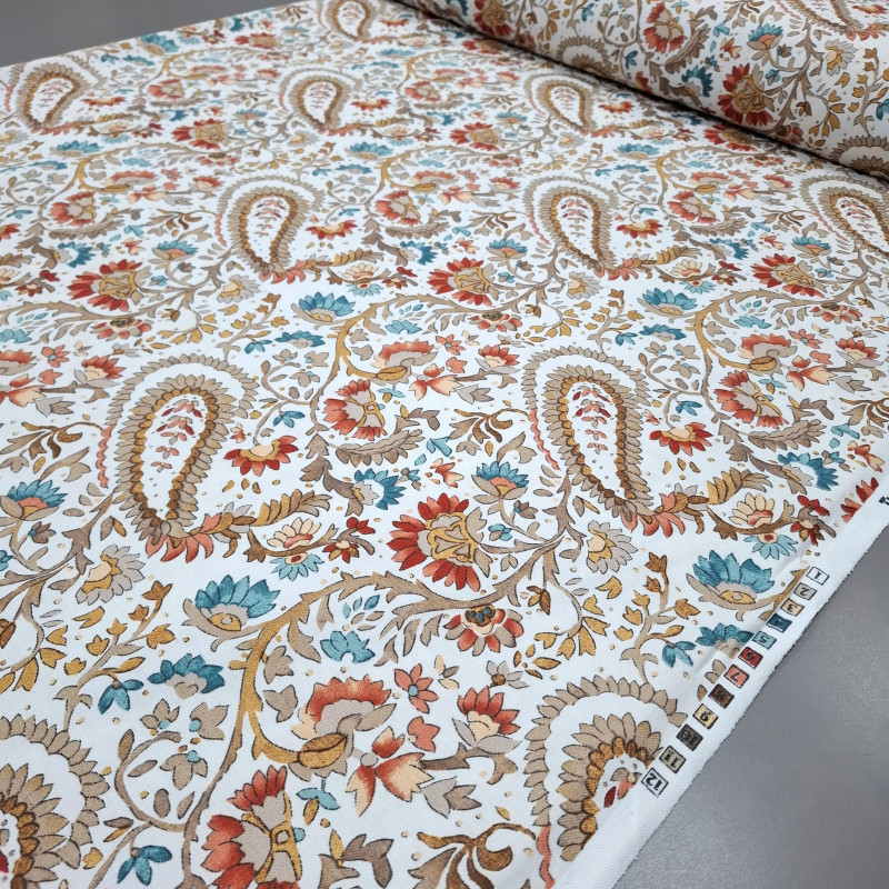 Скатертная ткань с пропиткой Пейсли огурцы коричневый 281556