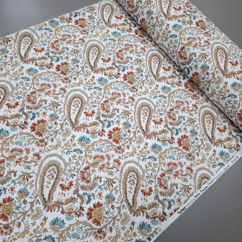 Скатертная ткань с пропиткой Пейсли огурцы коричневый 281556