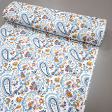 Скатертинна тканина з просоченням Пейслі огірки синій