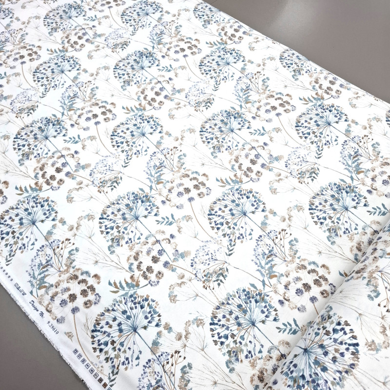 Тканина скатертинна з просоченням Сухоцвіти синій 296104