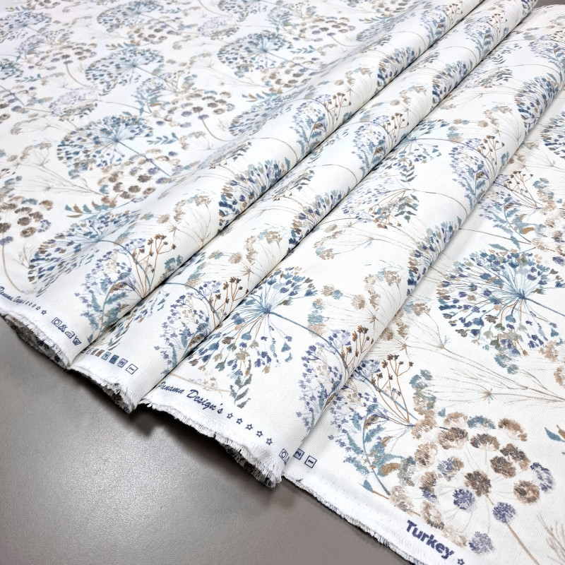 Тканина скатертинна з просоченням Сухоцвіти синій 296104