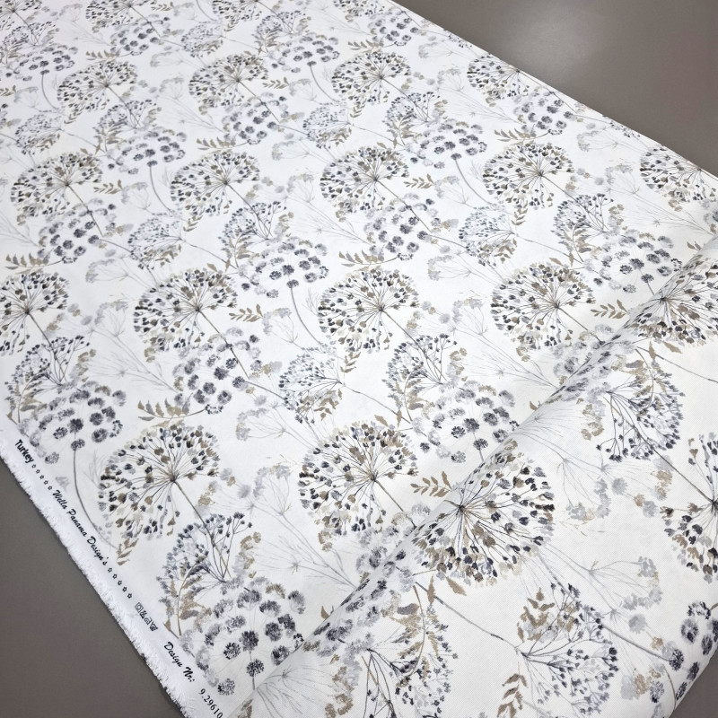 Тканина скатертинна з просоченням Сухоцвіти сірий 2961019