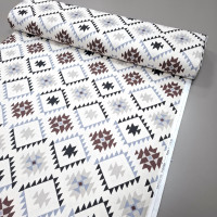 Скатертинна тканина з просоченням Геометричний візерунок коричневий