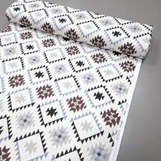 Скатертинна тканина з просоченням Геометричний візерунок коричневий