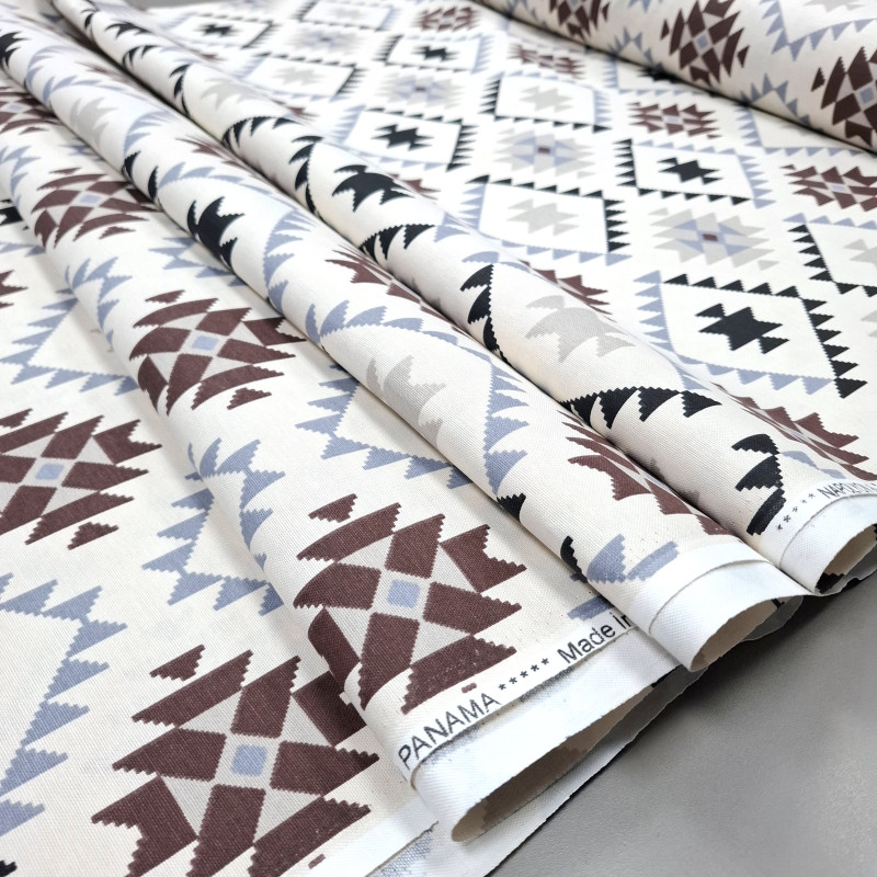 Скатертинна тканина з просоченням Геометричний візерунок коричневий 514918