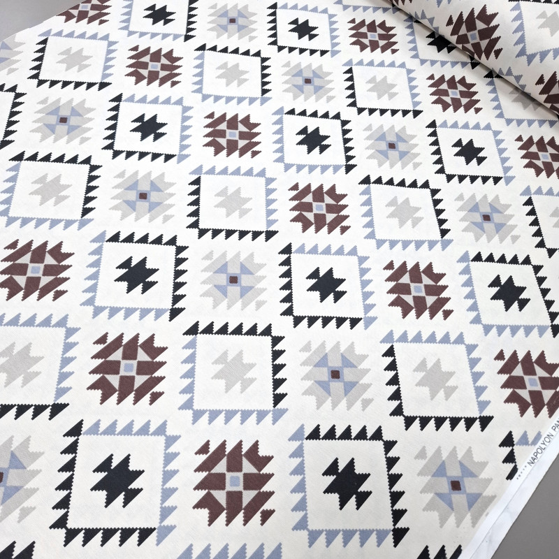 Скатертинна тканина з просоченням Геометричний візерунок коричневий 514918