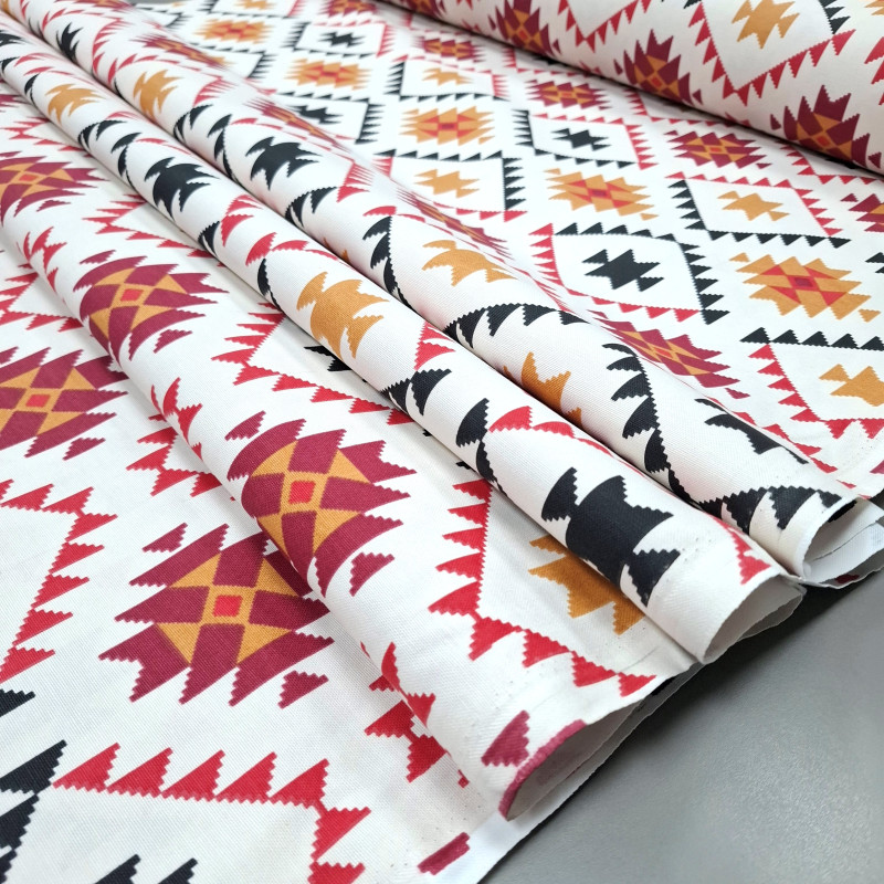 Скатертинна тканина з просоченням Геометричний візерунок гірчичний 514917