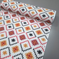 Скатертинна тканина з просоченням Геометричний візерунок гірчичний