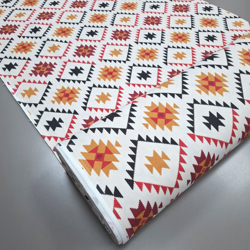 Скатертинна тканина з просоченням Геометричний візерунок гірчичний 514917