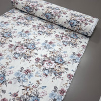 Скатертинна тканина з просоченням Весняні квіти блакитний