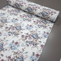 Скатертинна тканина з просоченням Весняні квіти блакитний