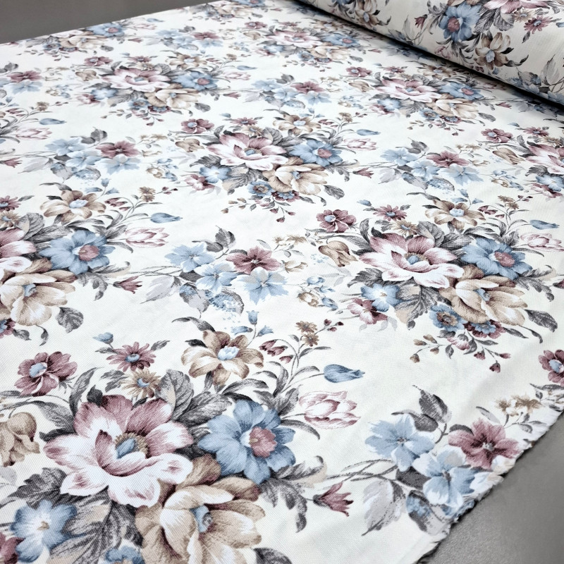 Скатертинна тканина з просоченням Весняні квіти блакитний 235768