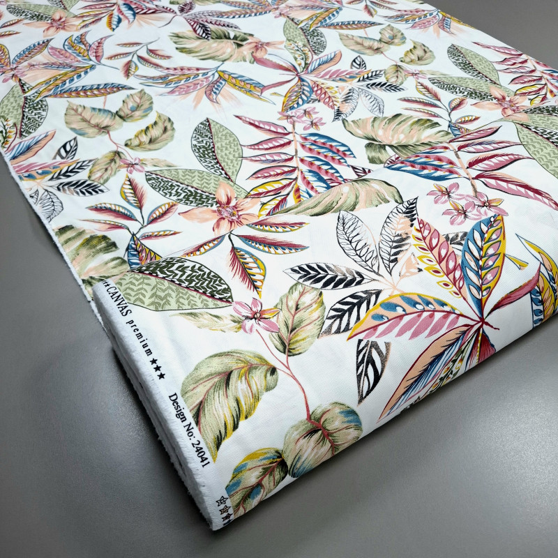 Скатертинна тканина з просоченням Гавайські квіти оливковий 240419