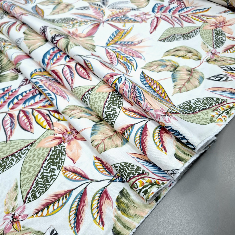 Скатертинна тканина з просоченням Гавайські квіти оливковий 240419