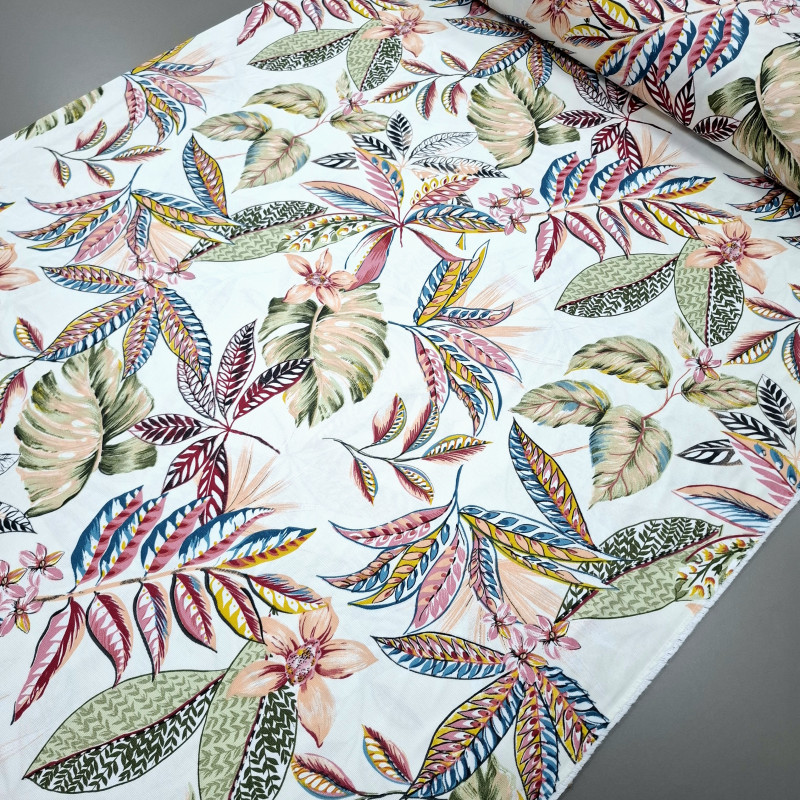 Скатертинна тканина з просоченням Гавайські квіти оливковий 240419